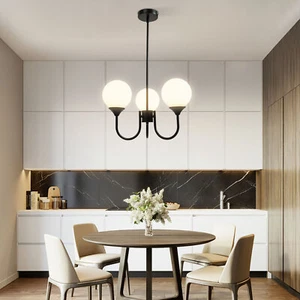 Modern 3-Light Glass Globe Chandelier Pendant Light Hanging Ceiling Lamp Fixture - Picture 1 of 21
