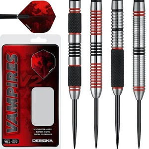 Vampiros V2 Dardos Set 21g 22g 23g 24g 25g 26g 27g Red Black Rings Designa - Imagen 1 de 5
