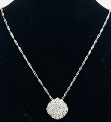 925/ Silberkette mit Anhänger, simulierte Diamanten, 50 cm lang, guter Zustand - Bild 1 von 2