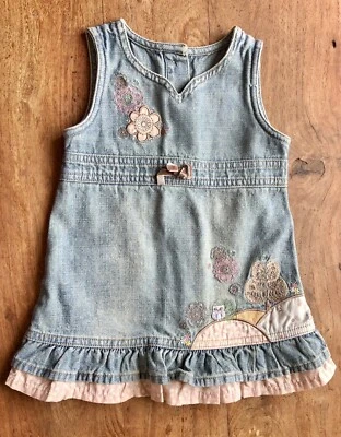 Light Blue Cotton Denim Baby Pinafore Dress By Mothercare  ( 3 - 6mths “ IN EUC - image 1 of 3