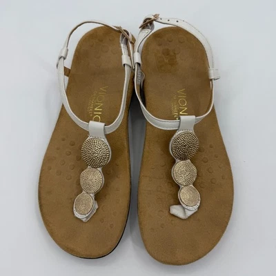 VIONIC Lizbeth Womens T-Strap Sandal Size 7 Comfort Shoe Summer Gold Medallion  - Image 1 of 4