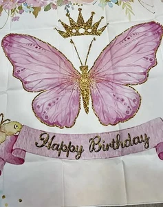 Butterfly Happy Birthday Backdrop 59” X39” AA - Picture 1 of 3