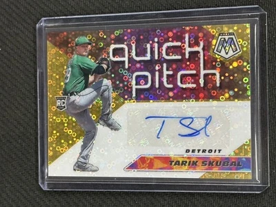 Tarik Skubal 2021 Panini Mosaic Quick Pitch Gold Auto Tigers RC #QPA-TS 5/10 - Image 1 of 2