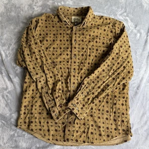 Vintage Eddie Bauer Mens Beige Print Button Up Corduroy Shirt XL - Picture 1 of 9