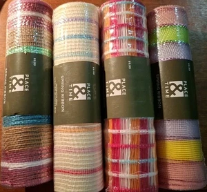 4 Rolls 10"x18'  Decorative Mesh Ribbon Time & Place - Picture 1 of 1