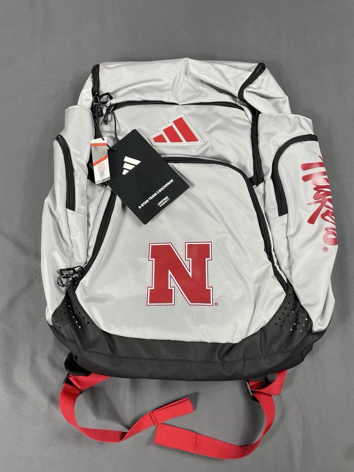 Nueva Mochila Adidas 5-Star Team 2 Gris/Rojo Nebraska Huskers Foto 1 de 4