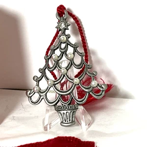AVON 2004 Peltre Árbol de Navidad Adorno Fechado Imitación Perlas Cristal Estrella A4 - Imagen 1 de 12
