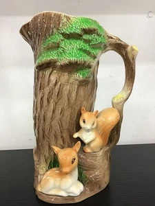 VINTAGE Withernsea Fauna Pitcher Jug | Tree Trunk w Rabbits & Squirrel AF - Picture 1 of 6