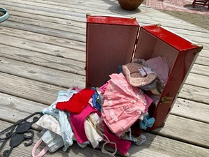 Vtg Red Metal Doll Wardrobe Case w 60+ Pcs Mostly Handmade Doll Clothing 60s70s - Picture 1 of 14