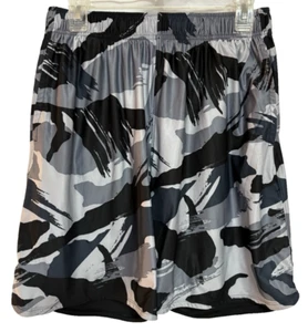 Sportliche Herren schwarz grau Tarnmuster elastische Taille Kordelzug Shorts Größe M 32-34 - Bild 1 von 9