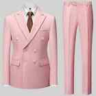 Fashion Men Casual Business Suit Double Breasted Jacket Blazers+Trousers 2PC/Set