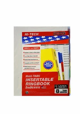 Kleer-Fax Max-Tabs Juego de índices insertables 8 pestañas 18 juegos por caja Stock blanco 33908 Foto 1 de 3