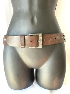 Cinturón de Cuero de Búfalo Marrón Banana Republic Corazón Plata Concho y Hebilla Italia 30 - Imagen 1 de 15