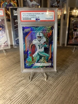 2022 Panini National VIP Rookies RC Jaylen Waddle Blue Camo /15 Psa 9 - Image 1 of 2