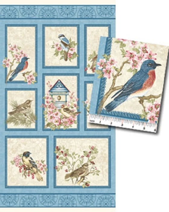 Federvögel Panel Baumwolle Steppstoff - 60 cm x 110 cm - Benartex