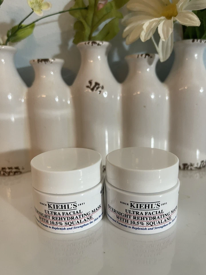 2X Kiehl’s Ultra Facial Overnight Rehydrating Mask With 10.5 Squalane 0.5oz.