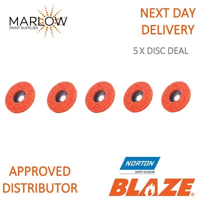 5 X NORTON BLAZE 115MM RAPID STRIP DISC - 66623303783 Weld Paint Rust Removal