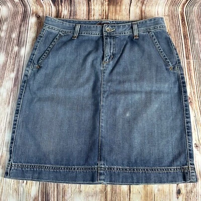 Falda Eddie Bauer Talla 8 Azul Jean Denim Midi Hasta la Rodilla Bolsillos Y2K 31x19.5 Foto 1 de 4