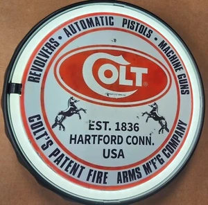 New COLT Firearms 12" Round Led Light Sign Perfect Gift Idea Man Cave. - Picture 1 of 2