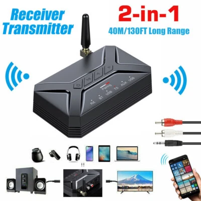 External Antenna 165ft Bluetooth Adapter Audio Receiver/Transmitter AUX/RCA/USB - Image 1 of 4