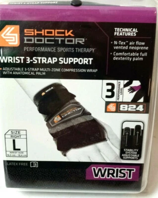 Shock Doctor Wrist 3-Strap Support Handgelenkbandage Gr. L 824 rechts