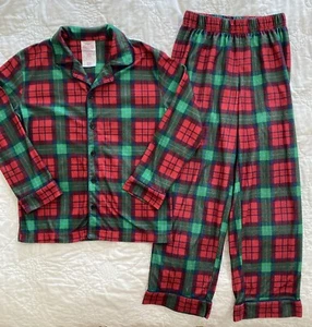 Christmas Plaid Button-Down Flannel Pajama Set, Size 8, Green & Red - Picture 1 of 4