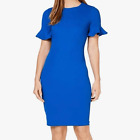 Calvin Klein Women’s Size 8 Bell Sleeve Flutter Sheath Dress Blue Knee Length
