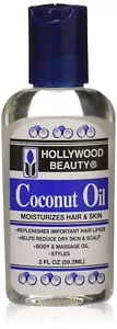 Hollywood Beauty Coconut Oil Moisturizes Hair & Skin Helps Reduces Dry Skin 2 Oz - Picture 1 of 6