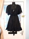Karen Millen Black Linen Angel Sleeve Wrap Dress (20)-BNWT  CURVE 