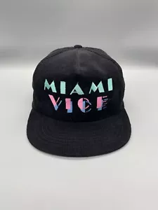 VINTAGE Miami Schraubstockmütze Kappe Druckknopflasche schwarz Cord Zauber 80er Jahre Erwachsene Herren - Bild 1 von 13
