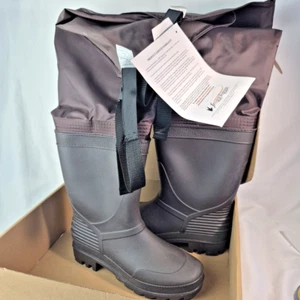 Frog Toggs Hip Wader Men's Size 8 Brown PVC Rana II Bootfoot Cleated Fly Fishing - Picture 1 of 7