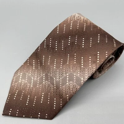 Vintage 1990s Deadstock NWT Wembley Brown Geometric Pattern Polyester Necktie - Image 1 of 4