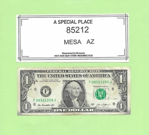 ZIP CODE '85212' .. MESA, ARIZONA ... 2013 $1  F 08521200 J ... 85212 - Picture 1 of 1