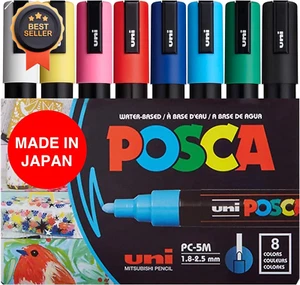 Set of 8 Acrylic Paint Markers – Reversible Medium Tips for DIY Rock & Glass Pai - Picture 1 of 12