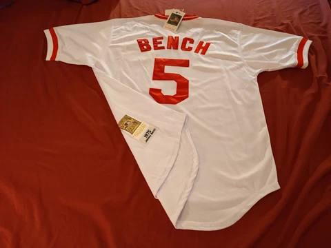 *Vintage *J. BENCH #5* Reds* Mitchell & Ness Throwback Jersey*(48) NEW w/Tags!⚾ Cover