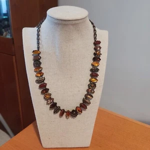 Vintage Amaro Necklace w/ Assorted Stones Natural Carnelians & Others. 20" Long - Picture 1 of 4