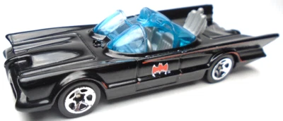 2007 HOT WHEELS '66 TV SERIES BATMOBILE BLACK DIECAST 3 1/8" CAR W/ RED & BLUE - Image 1 of 4