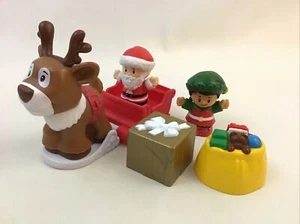 Fisher Price Little People Christmas Santa Figure Reindeer Santa Sleigh Elf Girl - Picture 1 of 18