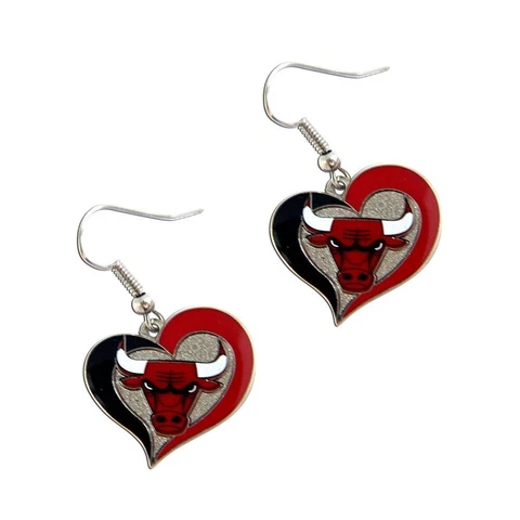 Chicago Bulls Heart Swirl Earrings, NBA Licensed Cover