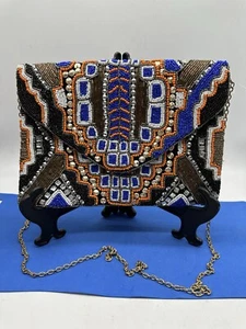 Antik Kraft Women's Clutch Beaded Handbag 10”x 8” - Picture 1 of 12
