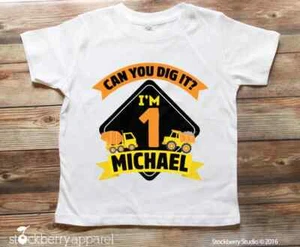 Construction Birthday Shirt Dump Truck Birthday Shirt Construction 1st Birthday - Picture 1 of 4
