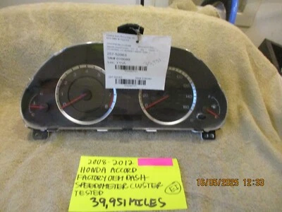 2008-2012 HONDA ACCORD FACTORY DASH SPEEDOMETER CLUSTER 39K TESTED FREE SHIPPING - Image 1 of 4