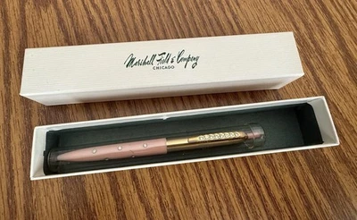 Bolígrafo vintage Marshall Fields rosa con detalles de cristal y caja nuevo Foto 1 de 4