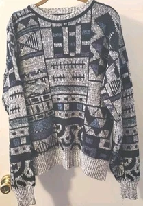 VTG Expressions International Sweater Mens Size Large 80's/90's Coogi Style Hip - Picture 1 of 7