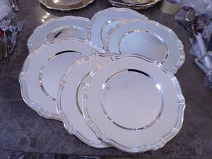 WMF Satz 6 große schwere Platzteller rund 33 cm barockes Dekor versilbert TOP ! - Bild 1 von 5
