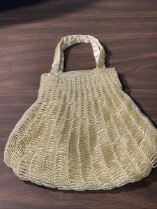 Antike Handtasche 20er Jahre gelb Perlen Glas gefüttert Vintage - Bild 1 von 12