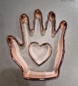 Heart in Hand Copper Cookie Cutters Set of 2 Cutters. Wilton Brand Rolled Edge - Picture 1 of 11