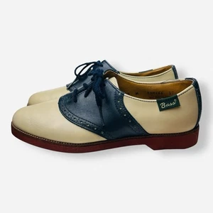 Zapatos Oxford GH Bass Saddles Saddle azul marino crema para mujer 7 vintage 4714 golf - Imagen 1 de 11