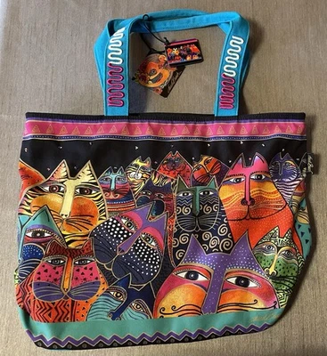 LAUREL BURCH LB5230 Fantasticats LARGE Canvas Over The Shoulder Bag, NEW TAGS - Image 1 of 4