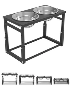 Elevated Dog Bowls, Adjustable Raised Dog Bowl Stand with 4 Heights 5” 8” 10”... - Picture 1 of 6